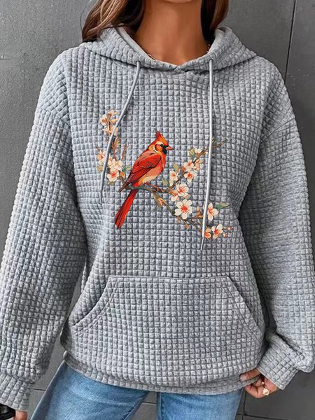 

Cardinal Bird Simple Loose Hoodie, Gray, Hoodies&Sweatshirts