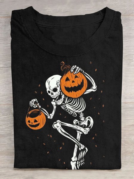 

Casual Halloween Crew Neck Short Sleeve T-shirt, Black, T-shirts