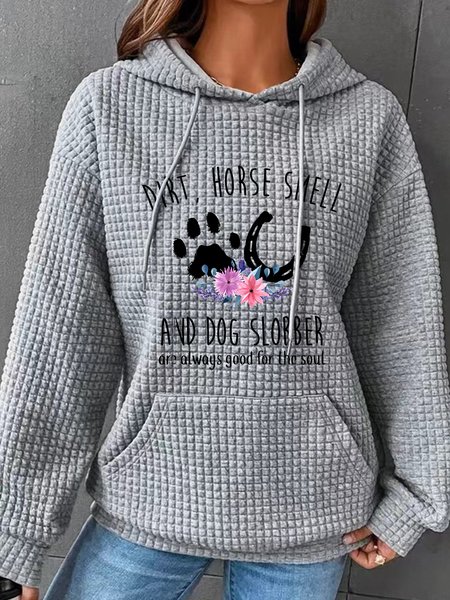 

Horse Smell And Dog Slobber Dog Lover Horse Lover Simple Loose Hoodie, Gray, Hoodies&Sweatshirts