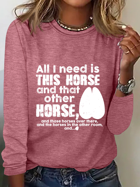 

Need Is This Horses Horse Lover Casual Long Sleeve Shirt, Watermelon, Long sleeves