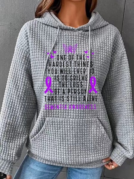 

Dementia Awareness Month Butterfly Warrior Alzheimers Simple Loose Hoodie, Gray, Hoodies&Sweatshirts
