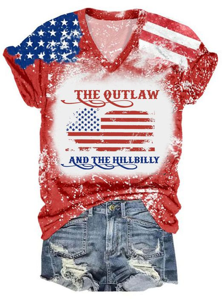 

Women's The Outlaw and The Hillbilly Print T-Shirt, Red, T-shirts