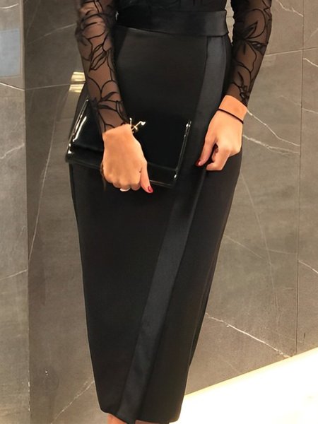 

Irregular Craftsmanship Elegant Plain Regular Fit Skirt, Black, Skirts