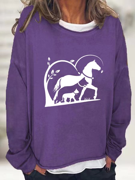 

Horse, Dog And Cat Horse Silhouette Casual Sweatshirt, Deep purple, Hoodies&Sweatshirts