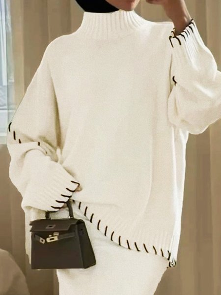 Urban Loose Turtleneck Sweater, Ivory, Pullovers