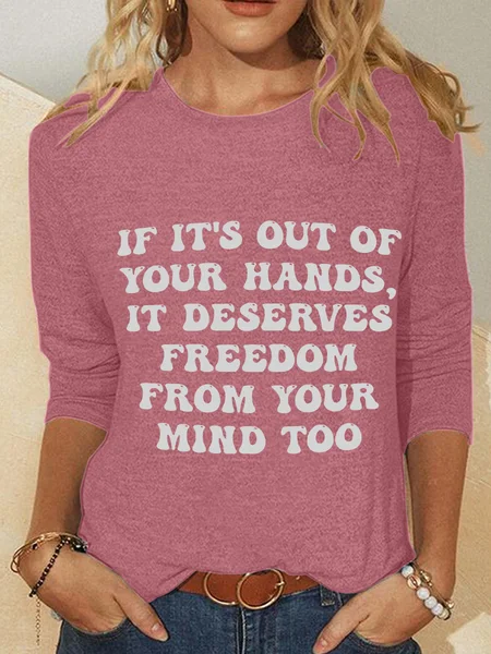 Out Of Your Hands Casual Long Sleeve Shirt, Watermelon, Long sleeves
