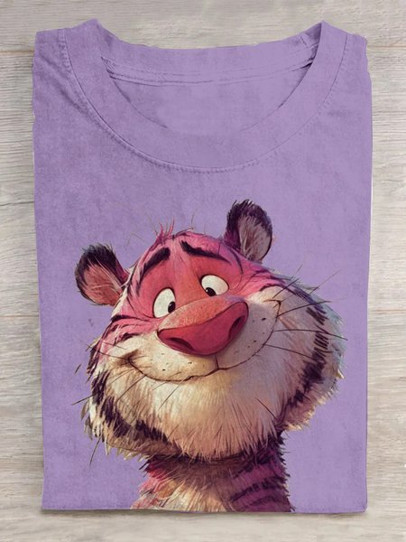 

Casual Tiger Crew Neck Short Sleeve T-shirt, Purple, T-shirts