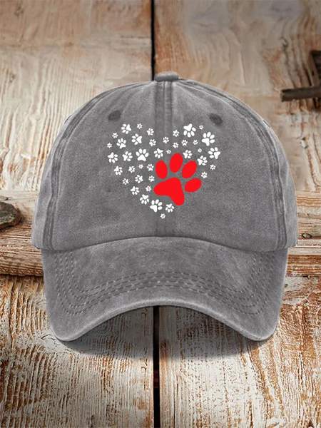 

Dog Paw Heart Dog Lovers Hat, Gray, Women's Hats