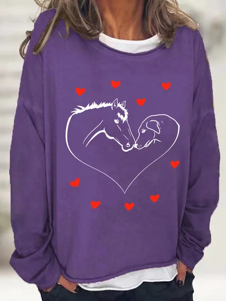 

Horse Dog Horse Lover Casual Sweatshirt, Deep purple, Hoodies&Sweatshirts