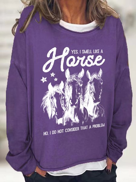 

Yes I Smell Like A Horse Horse Girl Farm Lover Casual Sweatshirt, Deep purple, Hoodies&Sweatshirts
