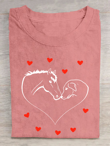 

Horse Dog Horse Lover Cotton T-Shirt, Orange pink, T-shirts