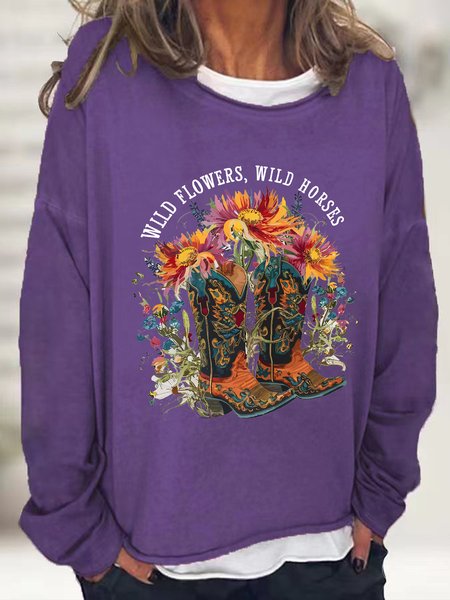 

Wild Flowers Wild Horses Casual Sweatshirt, Deep purple, Hoodies&Sweatshirts