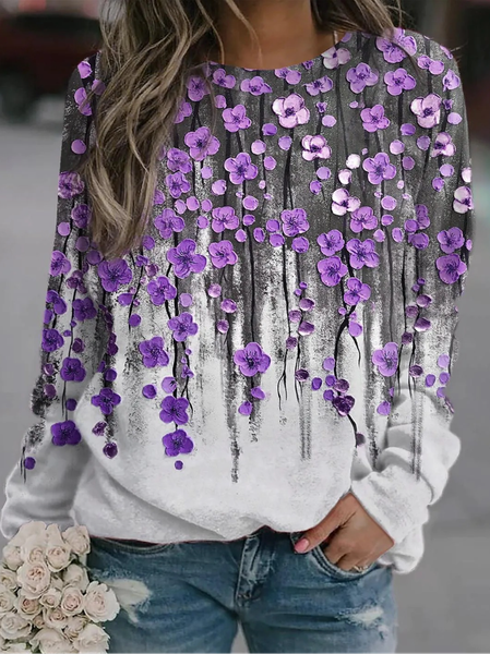 

Crew Neck Casual Sweatshirt, Purple, Hoodies&Sweatshirts