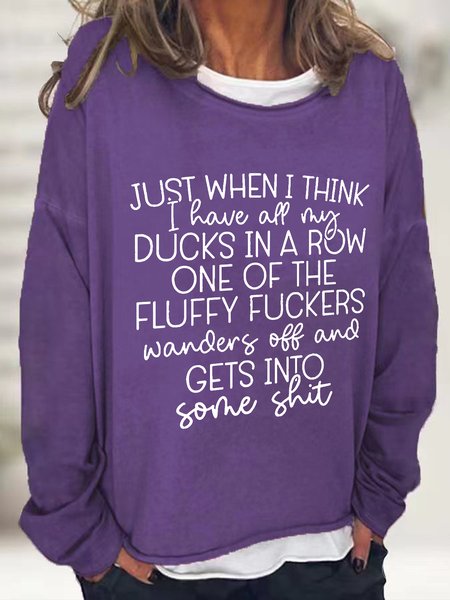 

Ducks In A Row Funny Letters Casual Sweatshirt, Deep purple, Hoodies&Sweatshirts