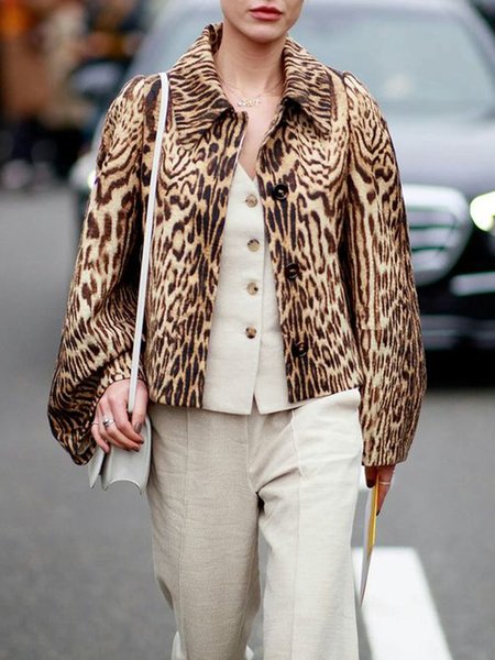 

Long Sleeve Urban Loosen Leopard Jacket, Jackets