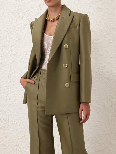

Regular Fit Urban Regular Sleeve Plain Blazer, Army green, Blazers