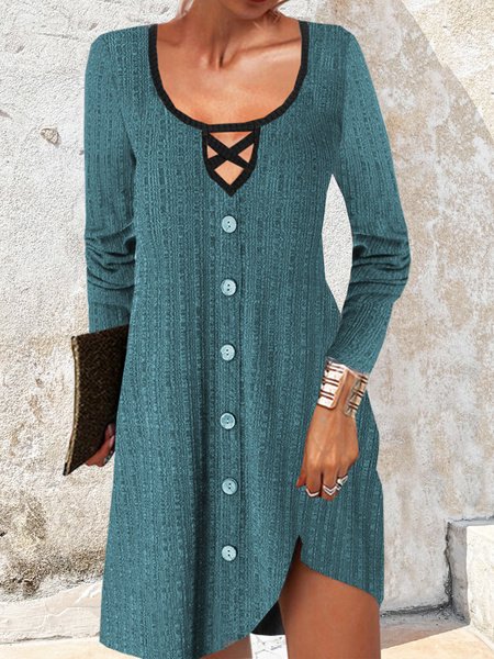 

Women Color Block Long Sleeve Comfy Casual Lace Midi Dress, Black-grey, Dresses