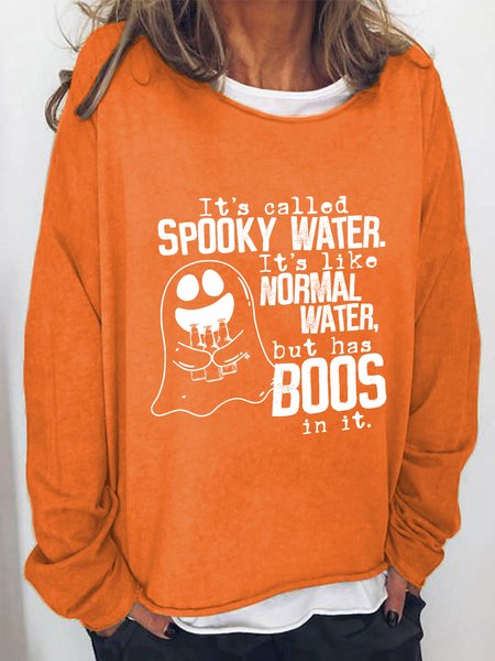 Spooky Water Casual Sweatshirt, Orange, Hoodies&Sweatshirts