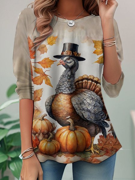

Casual Halloween Crew Neck Long Sleeve T-shirt, Multicolor, T-shirts
