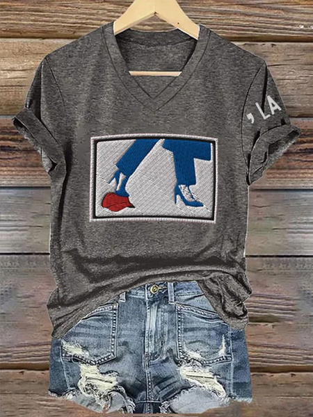 

Women's Comma La&Red Hat Print T-Shirt, Deep gray, T-shirts