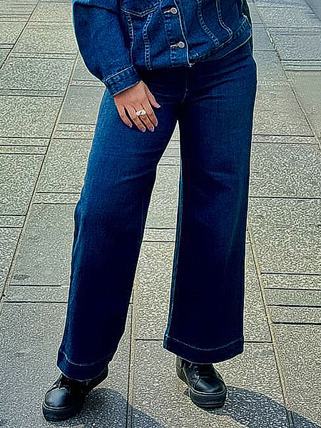 

Micro-Elasticity Casual Plain Loose Denim Jeans Straight pants, Denim blue, Jeans