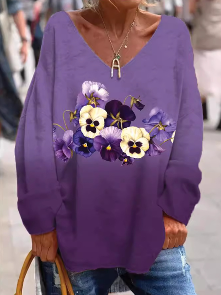 

Alzheimer's Flower Regular Casual Long Sleeve, Purple, Long sleeves