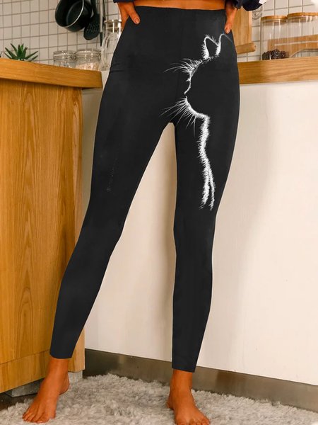 

Women's Casual Cat Jersey All Season Long Leggings, Black, Leggings