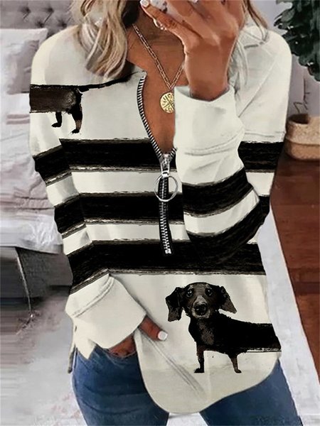 

Casual Crew Neck Striped Sweatshirt, Apricot, Hoodies & Sweatshirts