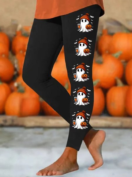 

Halloween Casual Regular Fit Leggings, Black, Pants