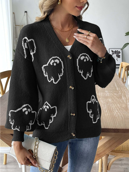 

Women's Casual Winter Color Block Wool/Knitting Cardigan, Black, Cardigans