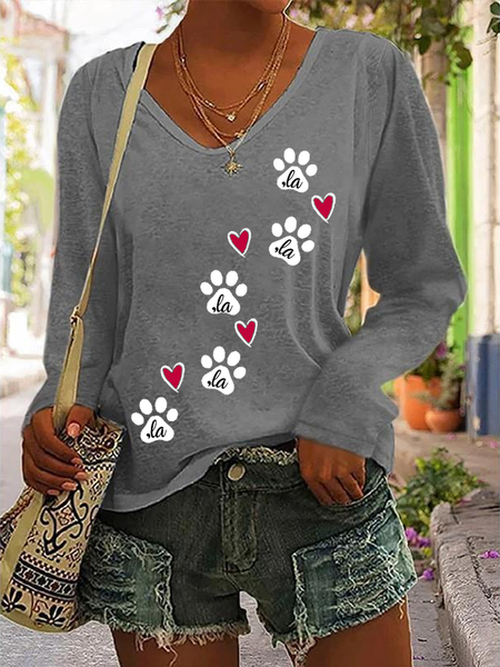 

La Cat Lover Kamala Harris Sarcastic V-neck Long sleeve Shirt, Gray, Long sleeves