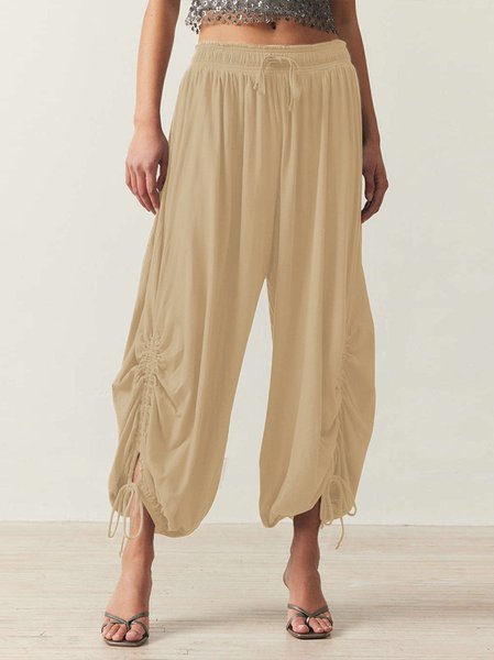 

Women's Trousers Bloomers Daily Going Out Casual Plain Spring/Fall Pants, Apricot, Pants