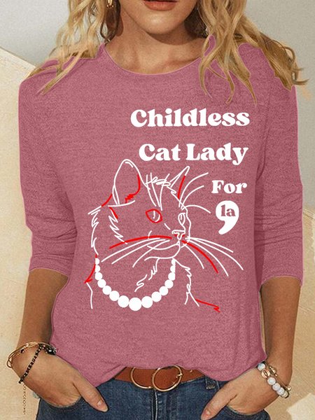 

Childless Cat Lady Casual Long Sleeve Shirt, Watermelon, Long sleeves