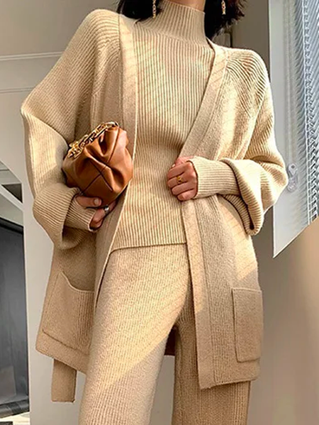 

Raglan Sleeves Acrylic Casual Loose Cardigan With Belt, Apricot, Cardigans