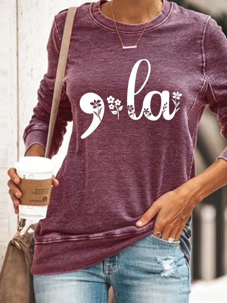 Custom Comma-la Flowers Casual Sweatshirt, Purple, Hoodies&Sweatshirts