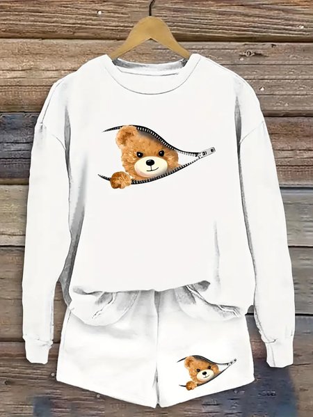 

Women Dog Crew Neck Long Sleeve Comfy Casual Top With Pants Two-Piece Set, Color9, Sets