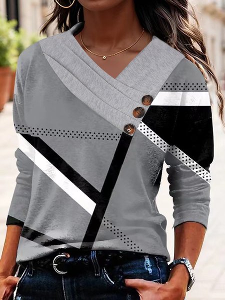 

Long Sleeve Floral Regular Micro-Elasticity Loose Blouse For Women, Black, Blouses