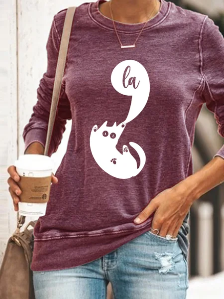 Kamala Comma La Cat Casual Sweatshirt, Purple, Hoodies&Sweatshirts