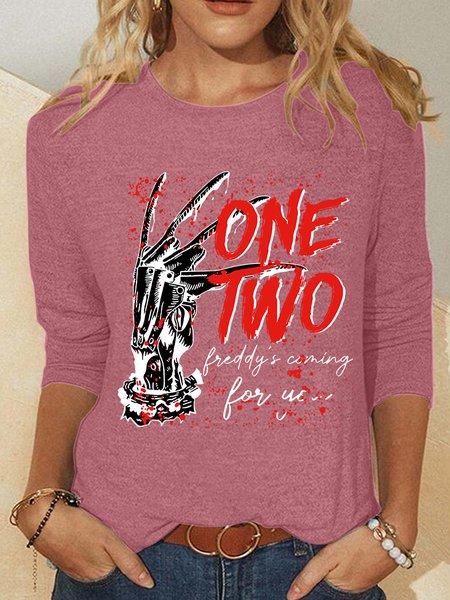 

Horror Halloween Casual Long Sleeve Shirt, Watermelon, Long sleeves