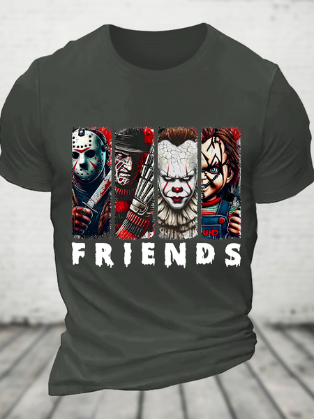 

Friends Horror Characters Cotton T-Shirt, Dark gray, T-shirts