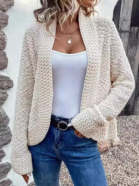 

Women Wool/Knitting Striped Long Sleeve Comfy Casual Cardigan, Apricot, Sweaters