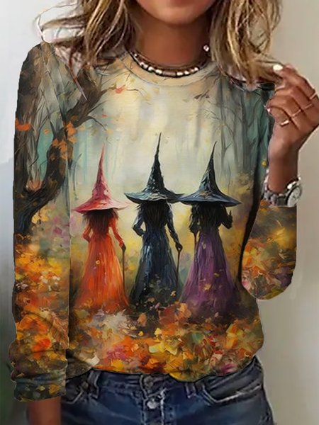 

Halloween Casual T-Shirt, Multicolor, Long sleeves