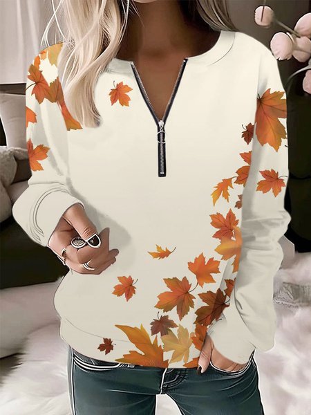 

Casual Crew Neck Floral Sweatshirt, Orange, Hoodies & Sweatshirts