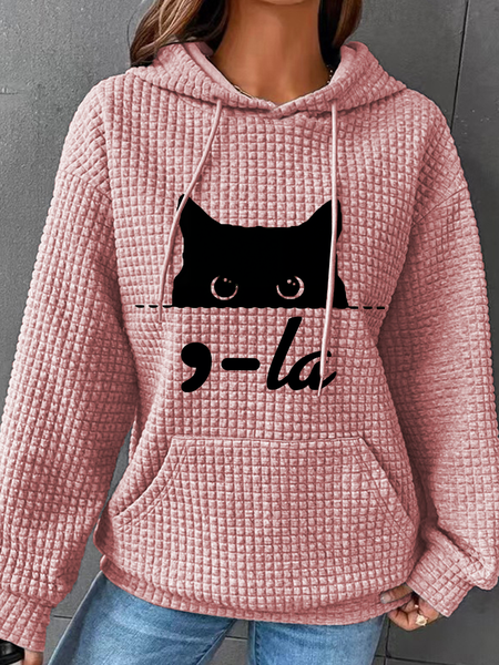 

La Cat Lover Kamala Harris Simple Loose Hoodie, Pink, Hoodies&Sweatshirts