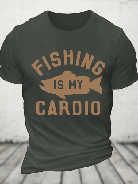 

Fishing Is My Cardio Cotton T-Shirt, Dark gray, T-shirts