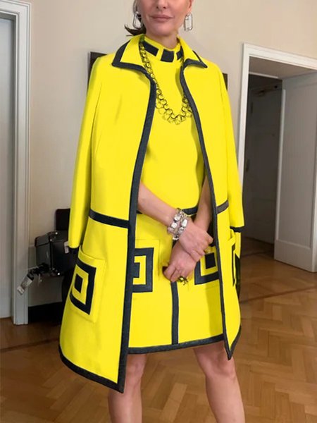 

Urban Color Block Regular Sleeve Coat, Yellow, Coats