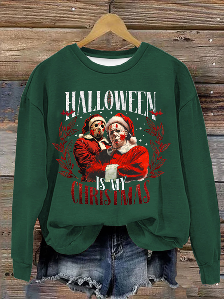 

Halloween is my christmas Casual Loose Text Letters Sweatshirt, Green, Hoodies&Sweatshirts