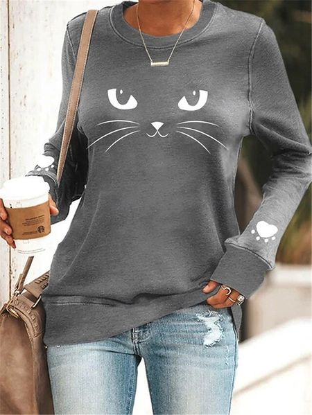 

Funny Cat Casual Sweatshirt, Gray, Hoodies&Sweatshirts