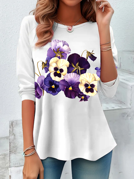 

Purple flower Alzheimer's Awareness Long sleeve Shirt, White, Long sleeves
