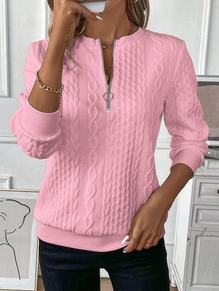 

Jacquard Casual Plain Loose Sweatshirt, Pink, Sweatshirts & Hoodies